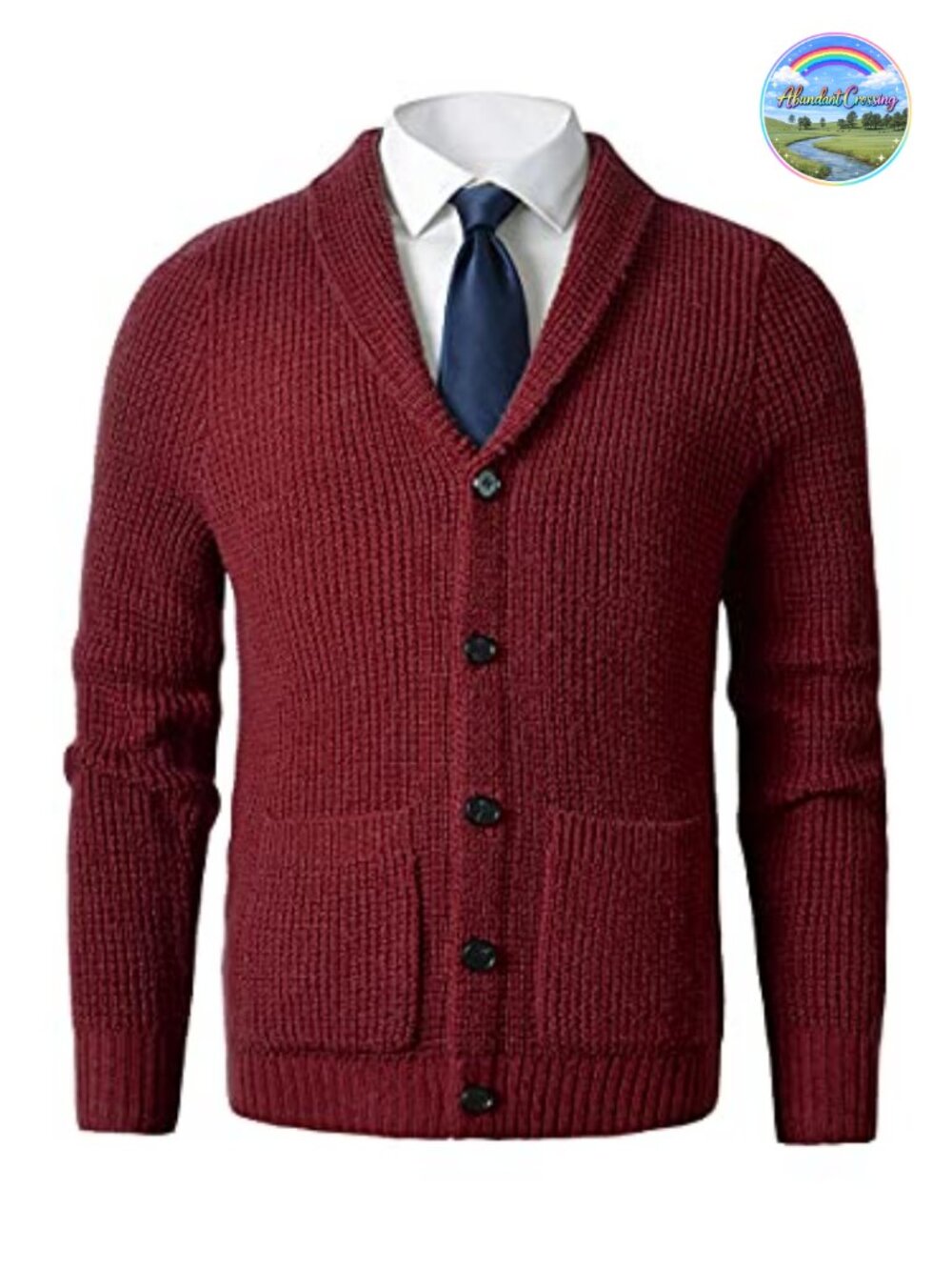 Men's Shawl Collar Cardigan Sweater Cable Knit Wool Blend Button Front